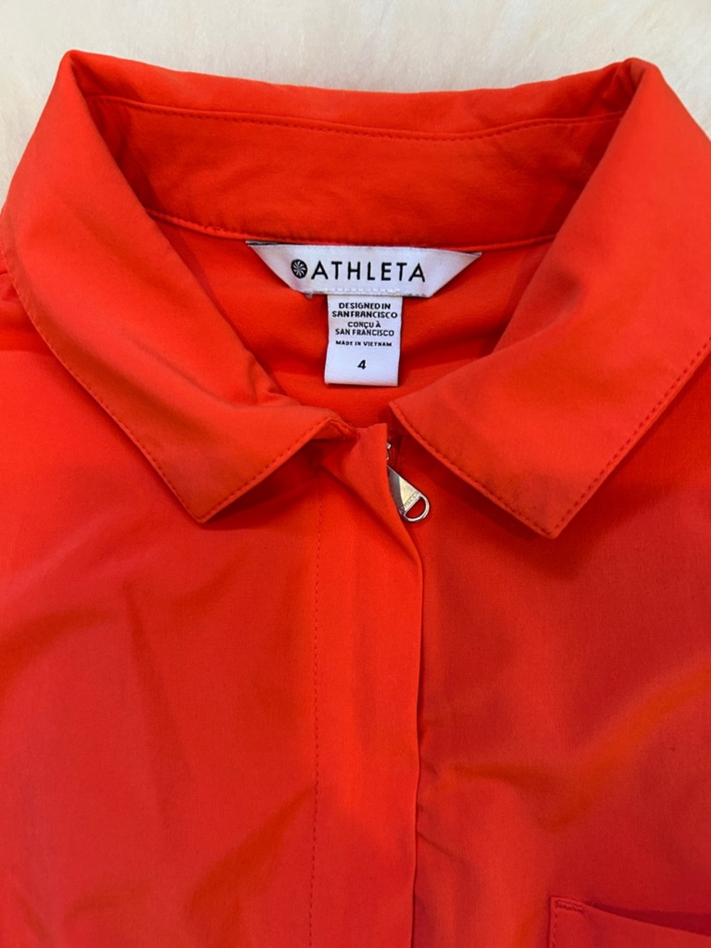 Athleta Bright Orange Sleeveless Collared Romper - Picture 2 of 3